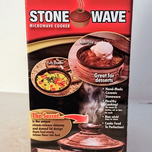 Stone Wave Microwave Cooker Non-Stick Ceramic Stoneware Bowl 4" Diameter NEW - Picture 4 of 5